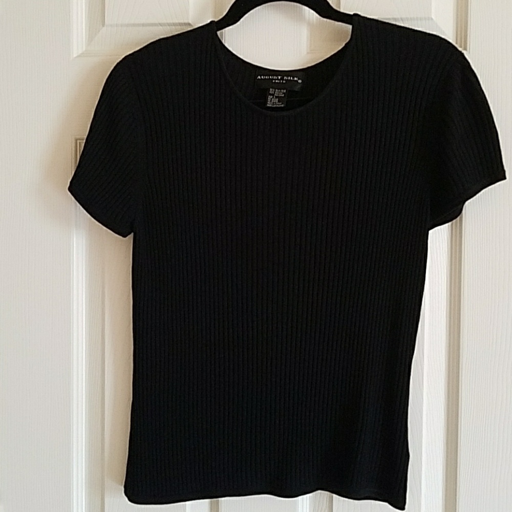 Black short sleeved scoop neck sweater
